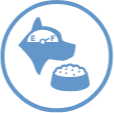 Ícone de comedouro e cão